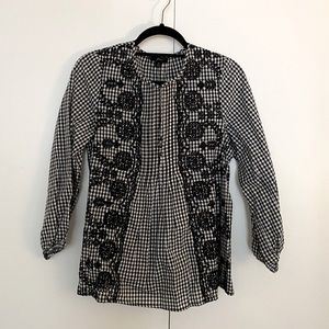 NWT J. Crew Gingham Popover with Eyelet Detailing